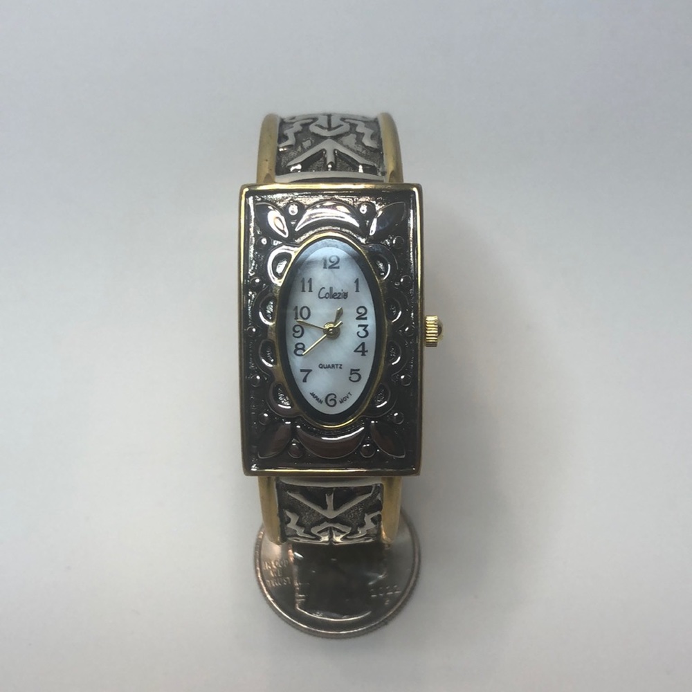 Two tones cuff watch